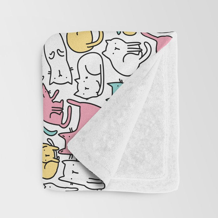 Cute kitties Cats pattern Throw Blanket Gallery Image 3