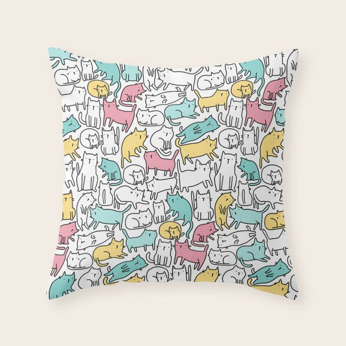 Cute kitties Cats pattern Throw Pillow Gallery Image 6