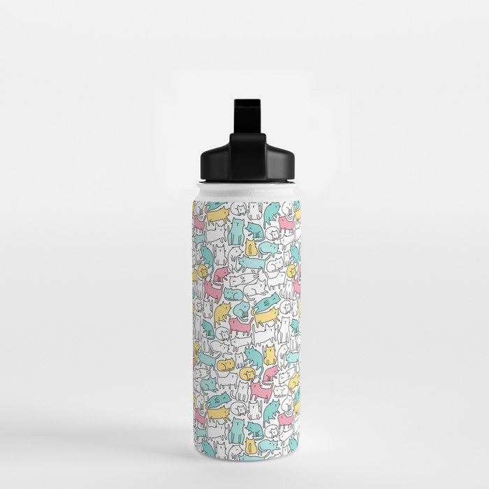 Cute kitties Cats pattern Water Bottle Gallery Image 2