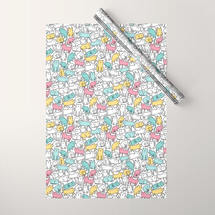 Cute kitties Cats pattern Wrapping Paper Gallery Image 1