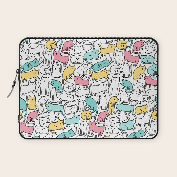 Cute kitties Cats pattern Laptop Sleeve Gallery Image 1