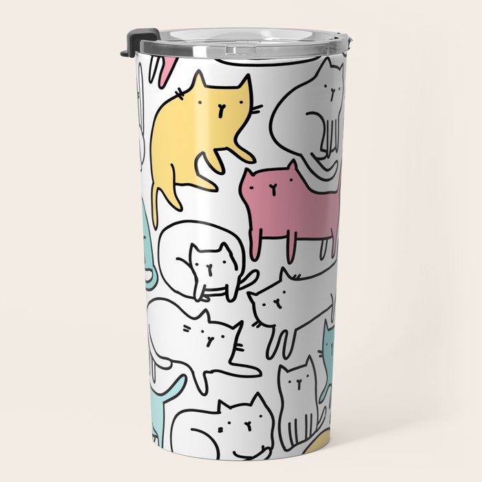 Cute kitties Cats pattern Travel Mug Gallery Image 3
