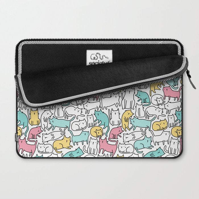 Cute kitties Cats pattern Laptop Sleeve Gallery Image 2