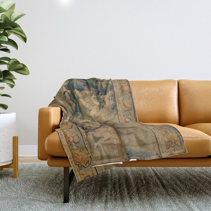 Antique 17th Century Mythological 'Diana and Her Nymphs' Tapestry Throw Blanket Gallery Image 1