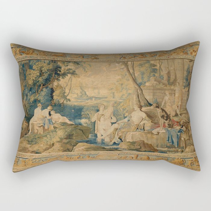 Antique 17th Century Mythological 'Diana and Her Nymphs' Tapestry Rectangular Pillow Gallery Image 2
