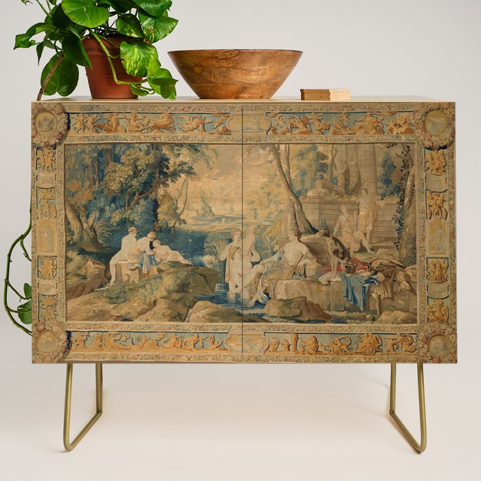 Antique 17th Century Mythological 'Diana and Her Nymphs' Tapestry Credenza Gallery Image 1