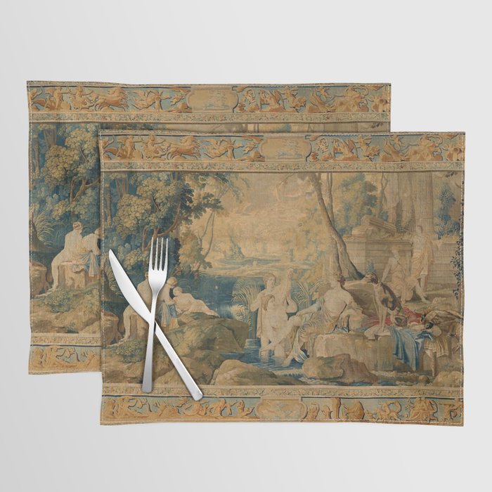 Antique 17th Century Mythological 'Diana and Her Nymphs' Tapestry Placemat Gallery Image 1