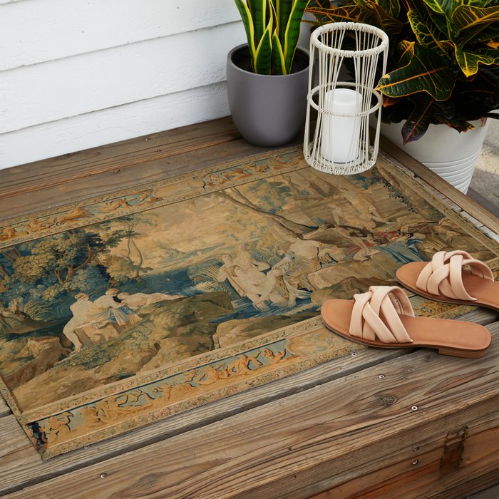 Antique 17th Century Mythological 'Diana and Her Nymphs' Tapestry Outdoor Rug Gallery Image 2