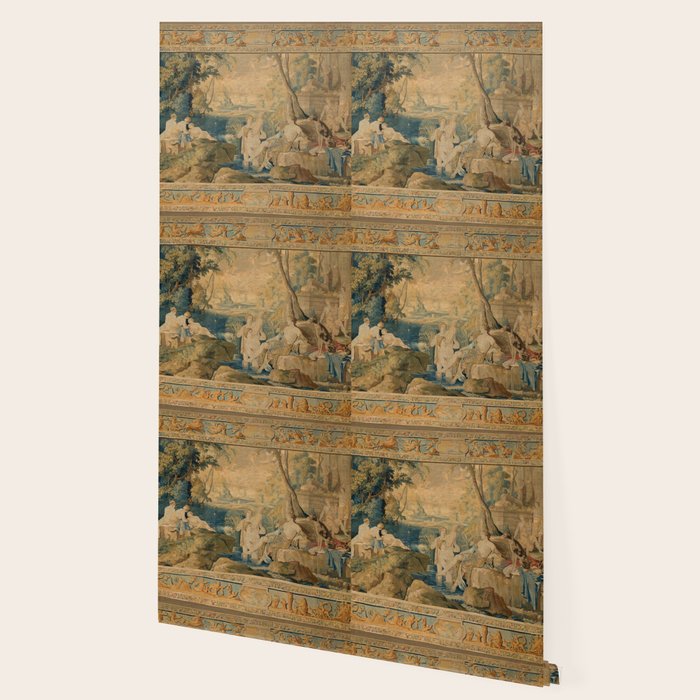 Antique 17th Century Mythological 'Diana and Her Nymphs' Tapestry Wallpaper Gallery Image 2
