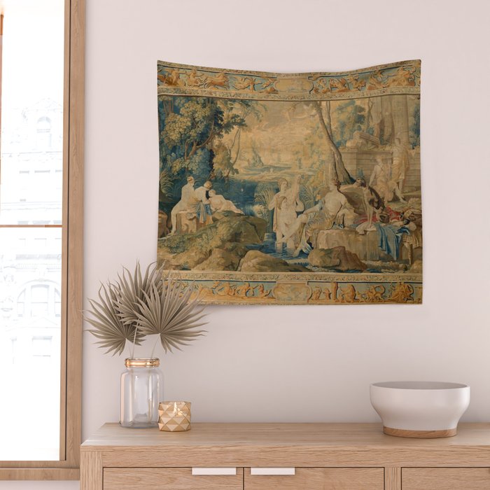 Antique 17th Century Mythological 'Diana and Her Nymphs' Tapestry Wall Tapestry Gallery Image 2