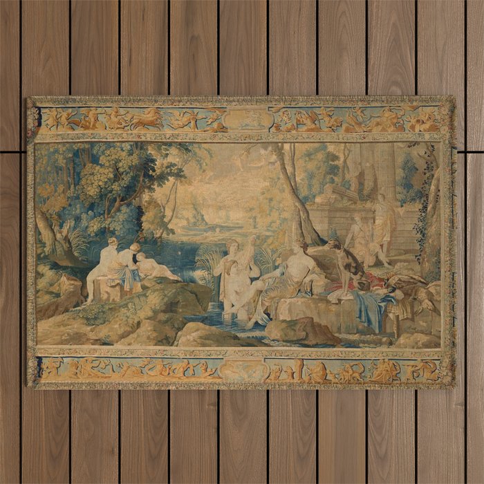 Antique 17th Century Mythological 'Diana and Her Nymphs' Tapestry Outdoor Rug Gallery Image 1