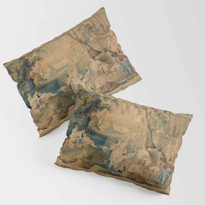 Antique 17th Century Mythological 'Diana and Her Nymphs' Tapestry Pillow Sham Gallery Image 3