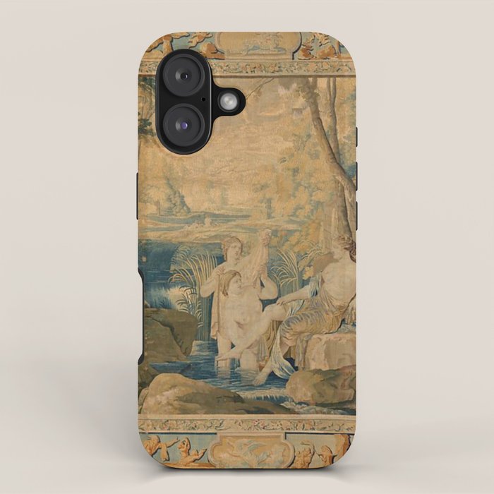 Antique 17th Century Mythological 'Diana and Her Nymphs' Tapestry iPhone Case Gallery Image 1