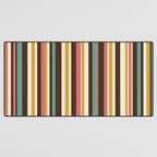Retro Midcentury Modern Vertical Stripe Pattern Teal Brown Coral Gold Beige Desk Mat Gallery Image 3