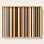 Retro Midcentury Modern Vertical Stripe Pattern Teal Brown Coral Gold Beige Serving Tray Gallery Image 1