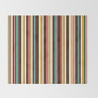 Retro Midcentury Modern Vertical Stripe Pattern Teal Brown Coral Gold Beige Throw Blanket Gallery Image 2