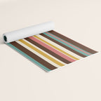 Retro Midcentury Modern Vertical Stripe Pattern Teal Brown Coral Gold Beige Yoga Mat Gallery Image 2