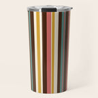 Retro Midcentury Modern Vertical Stripe Pattern Teal Brown Coral Gold Beige Travel Mug Gallery Image 1