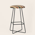 Retro Midcentury Modern Vertical Stripe Pattern Teal Brown Coral Gold Beige Stool Gallery Image 1