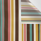 Retro Midcentury Modern Vertical Stripe Pattern Teal Brown Coral Gold Beige Wall Tapestry Gallery Image 3