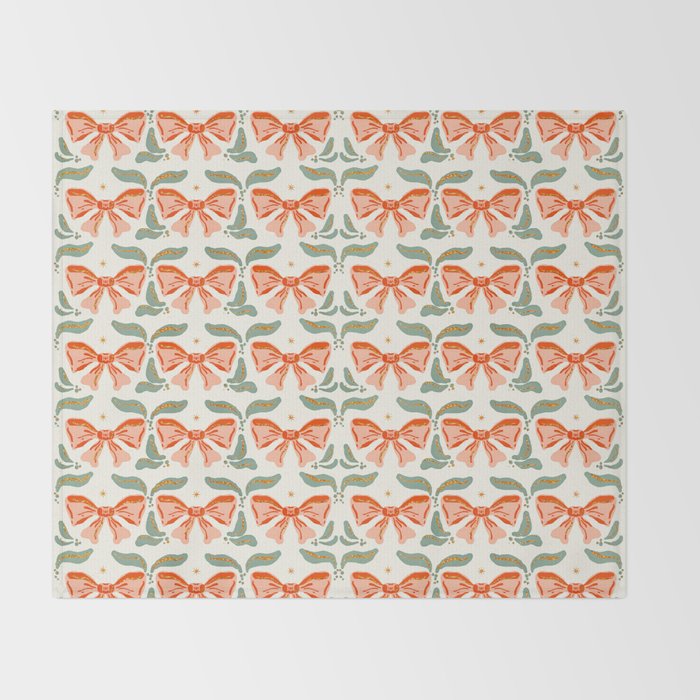 Charming Vintage Bow Pattern A Classic Design for Stylish Creations Throw Blanket Gallery Image 2