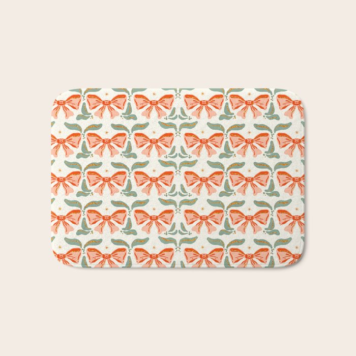 Charming Vintage Bow Pattern A Classic Design for Stylish Creations Bath Mat Gallery Image 1