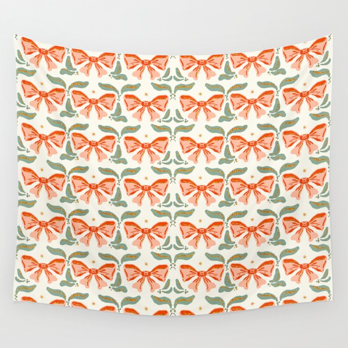 Charming Vintage Bow Pattern A Classic Design for Stylish Creations Wall Tapestry Gallery Image 1