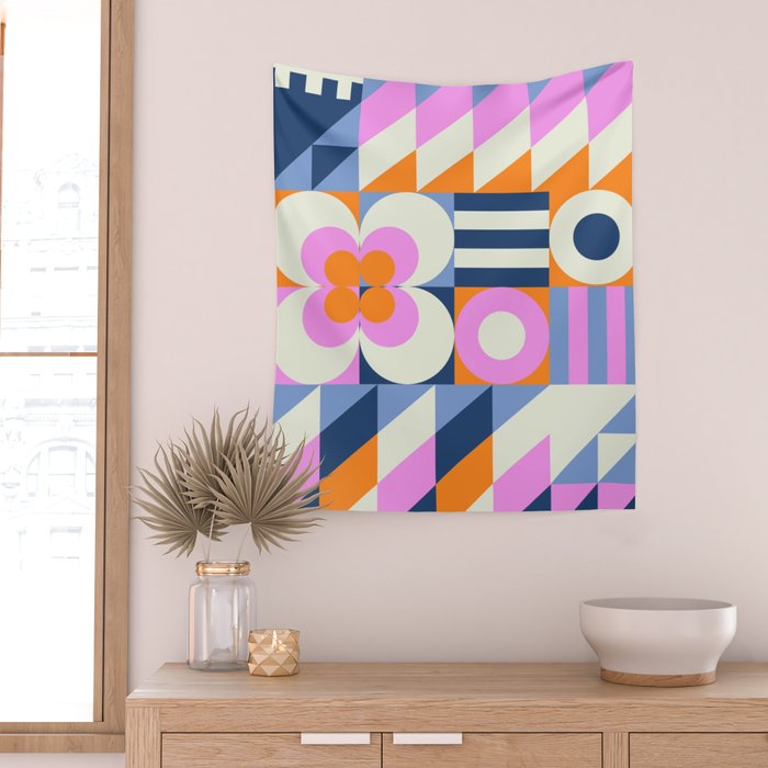 Happy Geometrics Wall Tapestry Gallery Image 2