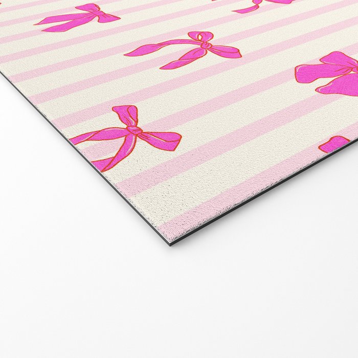 Classic Hot Pink Bows And Stripes Welcome Mat Gallery Image 2