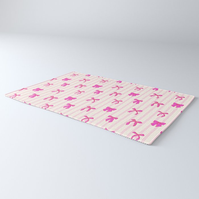 Classic Hot Pink Bows And Stripes Rug Gallery Image 3
