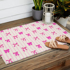 Classic Hot Pink Bows And Stripes Outdoor Rug Gallery Image 2