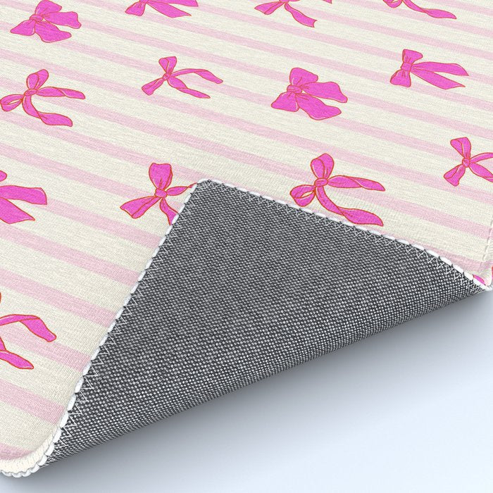 Classic Hot Pink Bows And Stripes Rug Gallery Image 4