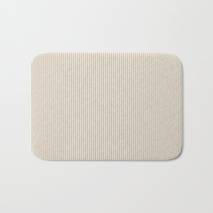 linen textured stripes - sand Bath Mat Gallery Image 1