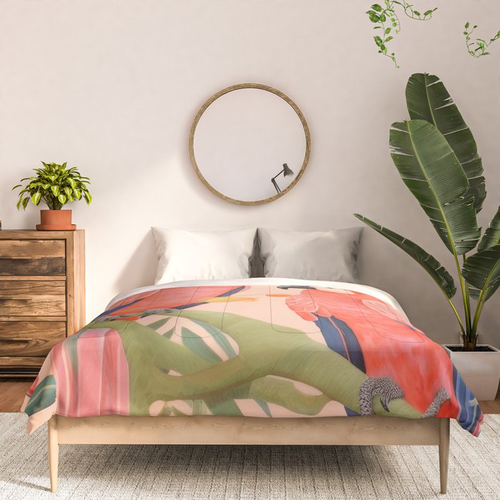 Pastel Parrot Pair Comforter Gallery Image 3