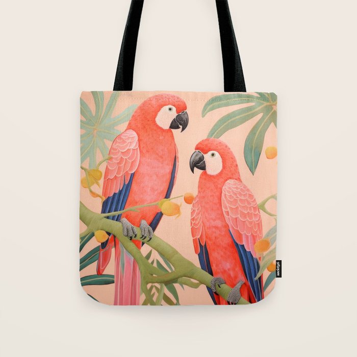 Pastel Parrot Pair Tote Bag Gallery Image 1