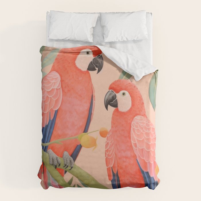 Pastel Parrot Pair Duvet Cover Gallery Image 1