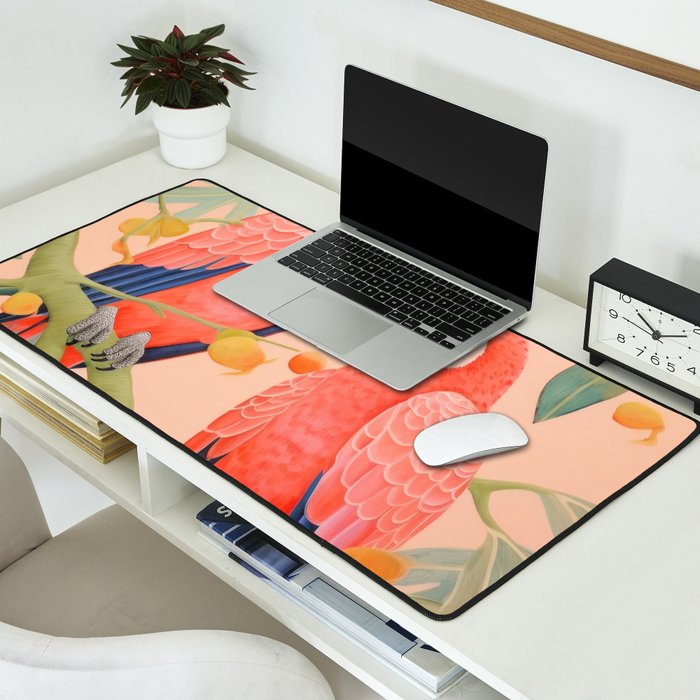Pastel Parrot Pair Desk Mat Gallery Image 2