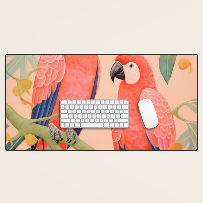 Pastel Parrot Pair Desk Mat Gallery Image 1