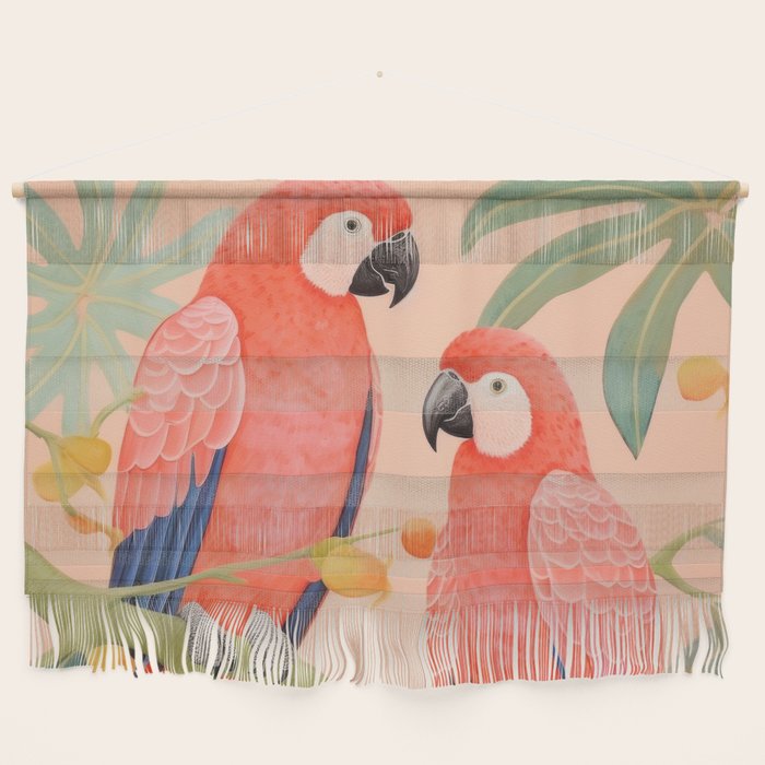 Pastel Parrot Pair Wall Hanging Gallery Image 1