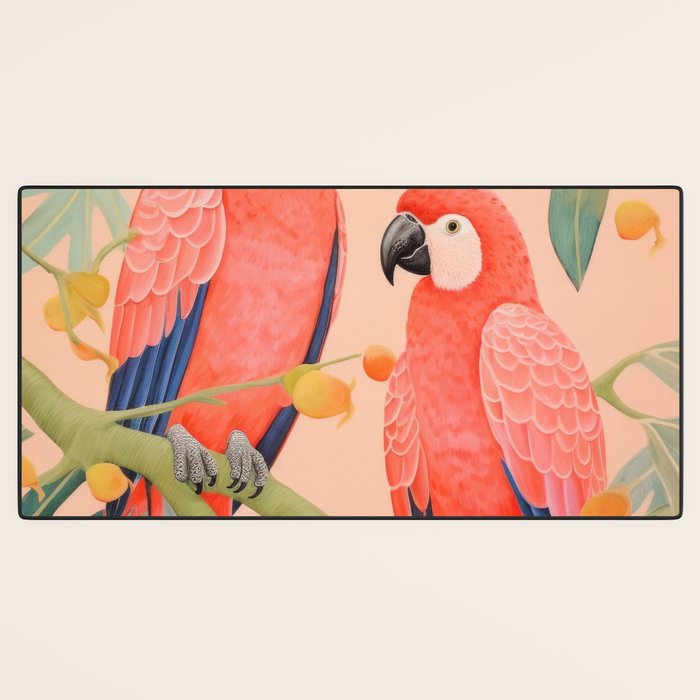 Pastel Parrot Pair Desk Mat Gallery Image 3