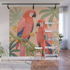 Pastel Parrot Pair Wall Mural Gallery Image 1