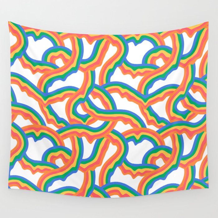Retro psychedelic rainbow pattern Wall Tapestry Gallery Image 1
