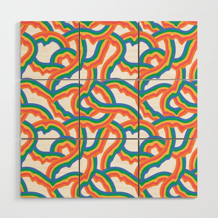 Retro psychedelic rainbow pattern Wood Wall Art Gallery Image 1