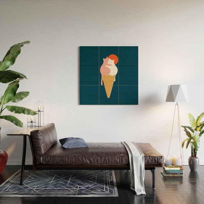 Cat Landscape 145: Strawberry & Vanilla Wood Wall Art Gallery Image 2