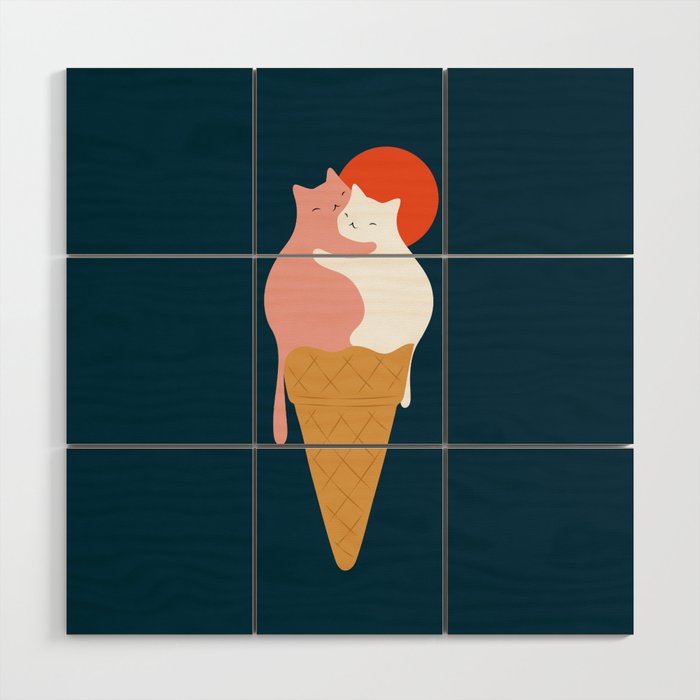 Cat Landscape 145: Strawberry & Vanilla Wood Wall Art Gallery Image 1