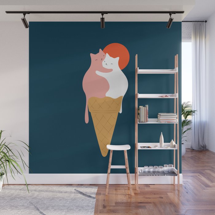 Cat Landscape 145: Strawberry & Vanilla Wall Mural Gallery Image 1