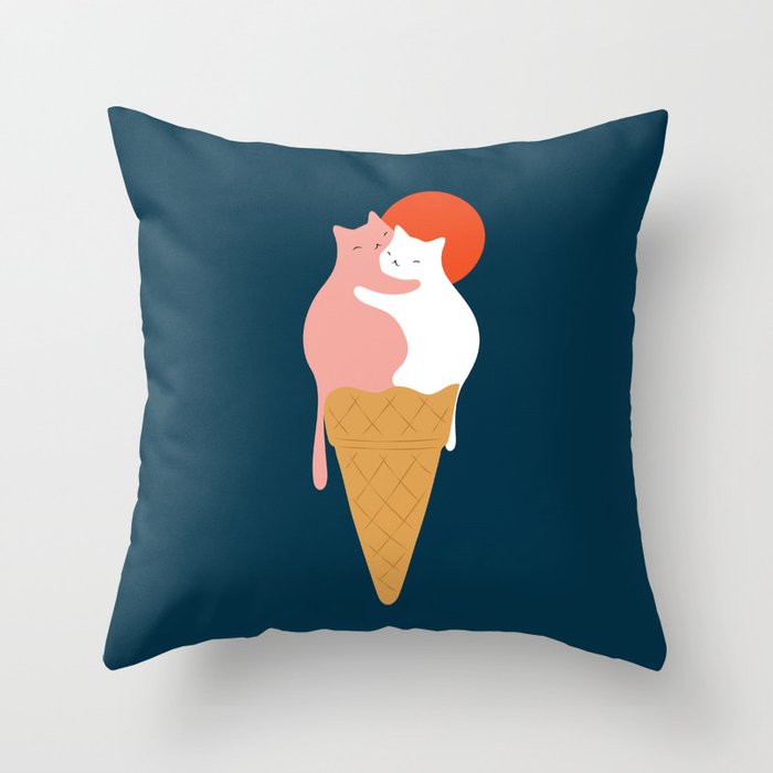Cat Landscape 145: Strawberry & Vanilla Throw Pillow Gallery Image 1