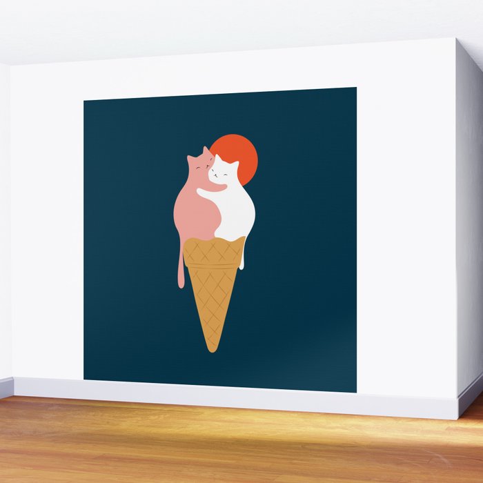 Cat Landscape 145: Strawberry & Vanilla Wall Mural Gallery Image 2