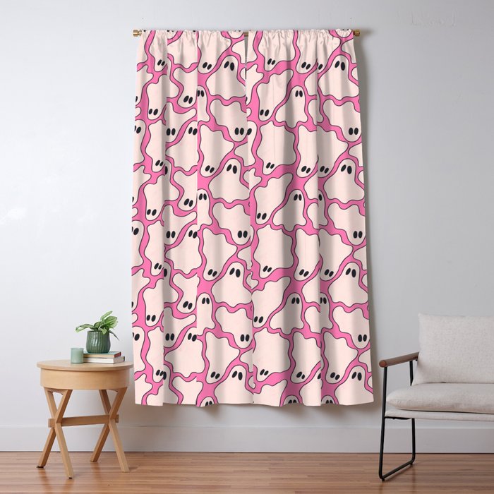 Pink Ghost Party Pop Art  Window Curtain Gallery Image 1