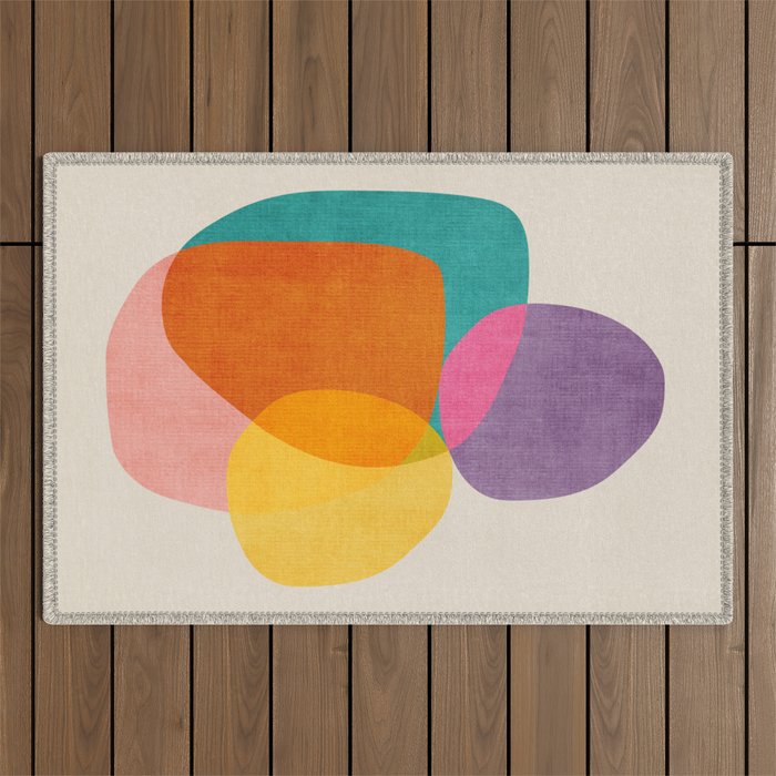 Modern Colorful Abstract Round Shapes Outdoor Rug Gallery Image 1